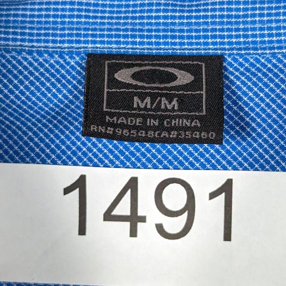 Oakley* Men's Short Sleeve Button Down‎ Curved Hem Chest Pocket Shirt~ Medium - Picture 4 of 11